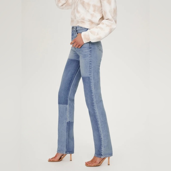 New! Reformation Cynthia Shadow High Rise Denim Patchwork Jeans in Niagara👖sz 31 - Picture 5 of 13